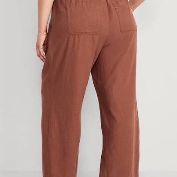 Old Navy Wide-Leg Burnt Orange Linen Trousers - Picture 5 of 5